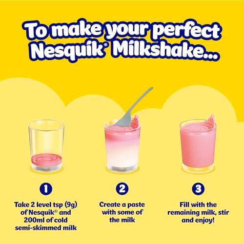 Nesquik Strawberry Flavoured Milkshake Powder, with Vitamin D, 500g Tub (Pack of 10)