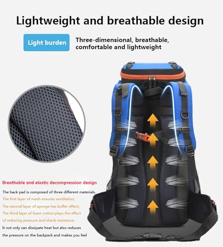 Bseash 60L Waterproof Lightweight Hiking Backpack with Rain Cover,Outdoor Sport Travel Daypack for Climbing Camping Touring