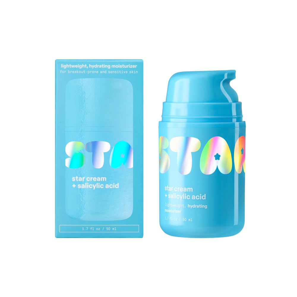 Starface Star Cream + Salicylic Acid Hydrating Moisturizer, Made for Breakout-Prone and Sensitive Skin, Repair Dryness and Unclog Pores, 1.7 fl oz