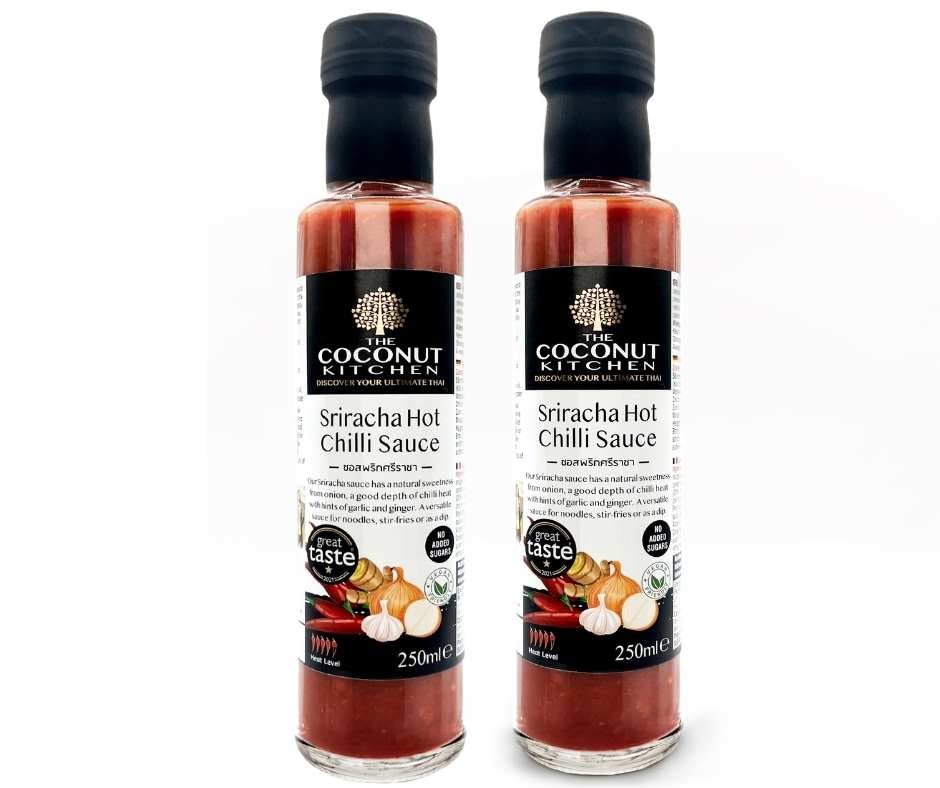 The Coconut Kitchen ? Sriracha Sauce ? Hot Chilli Sauce ? Vegan, Gluten-Free, No Allergens ? Made in Wales, UK ? Perfect for Noodles, Stir-Fry,