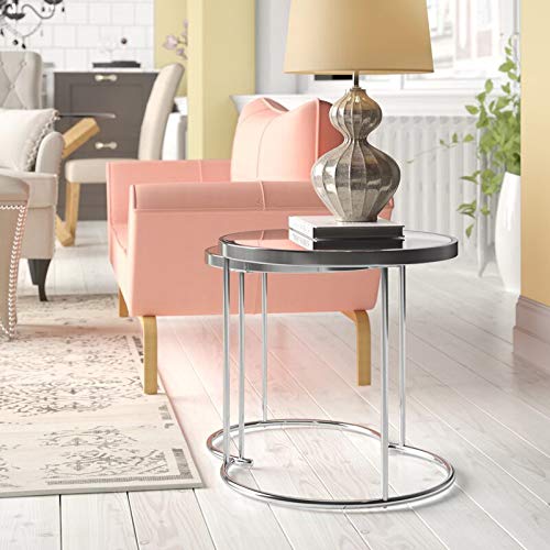 ASPECT Visio Set of 2 Round Nesting Table Top Frame, Mirror/Chrome, 50x50x50 cm, GNT09CH/MR