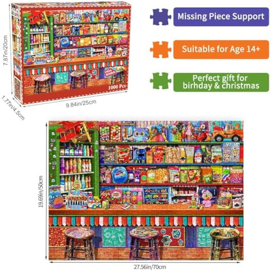 Jigsaw Puzzles 1000 Pieces for Adults -Candy Shop Puzzle-1000 Piece Puzzle Educational Games Home Decoration