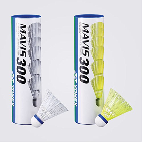 Yonex Mavis 300 Medium Speed Nylon Plastic Shuttlecock (White, Pkg of 2 tubes (12 pcs))