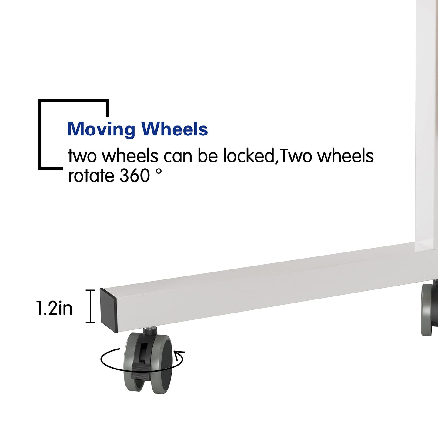 sogesfurniture 80 * 40cm Adjustable Height Laptop Table with Tablet Slot, Mobile Computer Stand Desk Portable Side Table for Bed Sofa