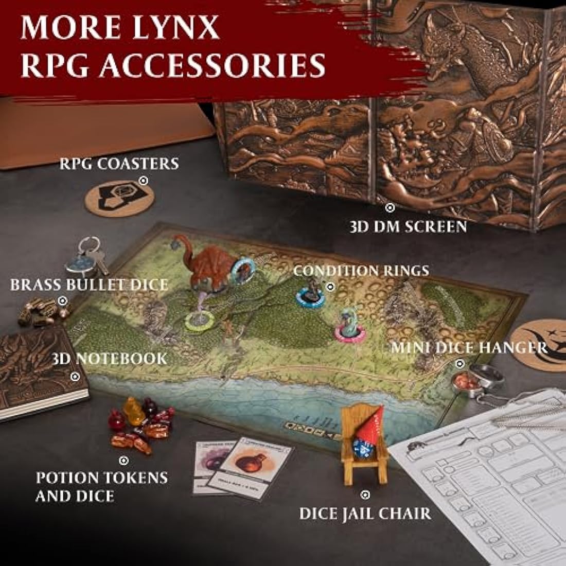 DND DM Screen 5e - D&D Dungeon Master Screen Full Color Print with Customizable Inserts - Dungeons and Dragons GM/Game Master Accessories Gift for Man or Woman. Hide Your Dice Rolls, Maps & Books.