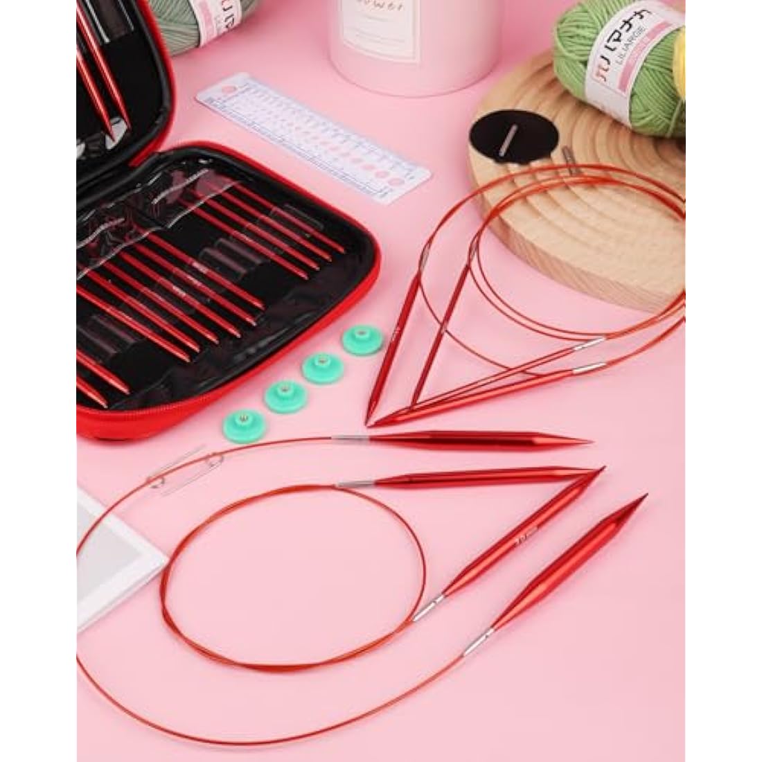 Aeelike Circular Knitting Needles, Interchangeable Circular Knitting Needles Set with Case & Accessories, 13 Pairs of Round Knitting Needles 3mm-10mm, Circular Knitting Kit for Beginners Adults