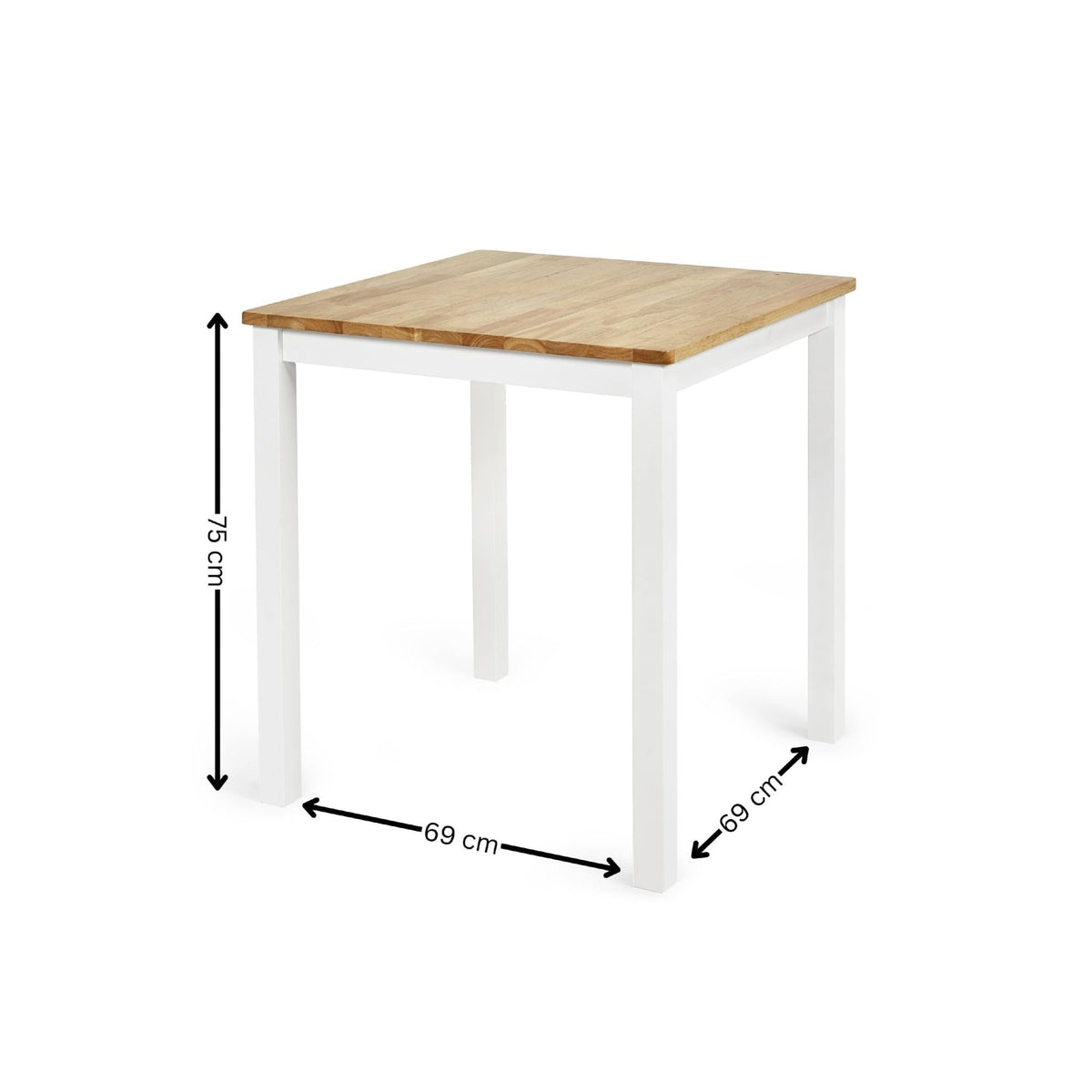 Julian Bowen Linwood White&Oak Square Dining Table - H75 x W69 x D69cm
