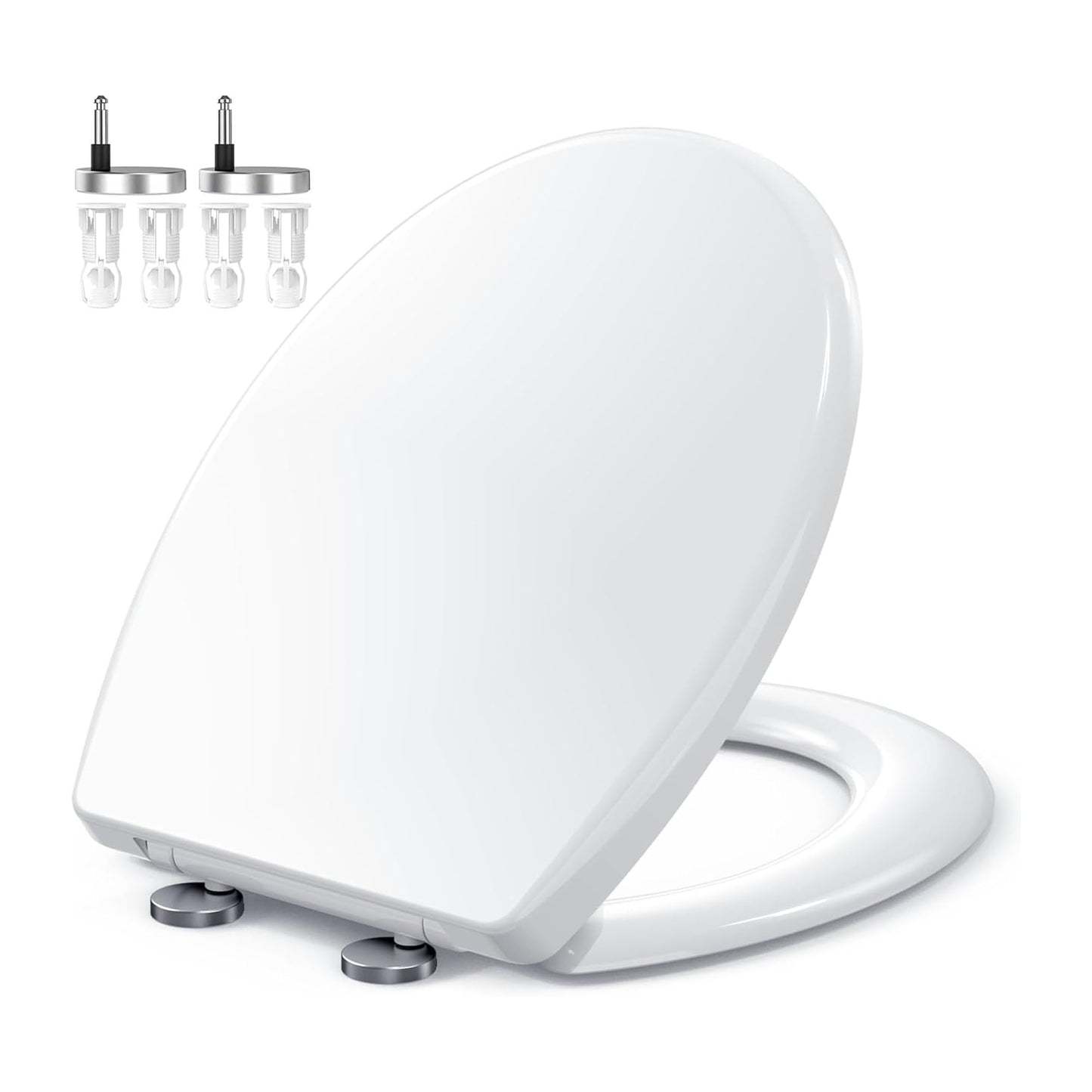 Zuvo Soft Close Toilet Seat (O-Shape, Quick Release) ? UK Standard White Toilet Seat with Adjustable Hinges Anti-Slam Mechanism