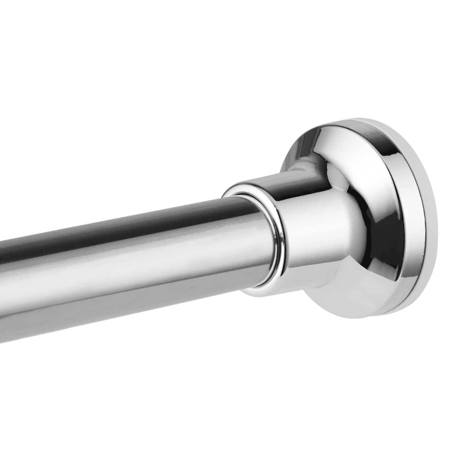 Extendable Tension Rod 77-195cm, Stainless Steel Shower Curtain Rail, Silver Spring Tension No Drill Adjustable Curtain Poles for Bathroom, Windows,