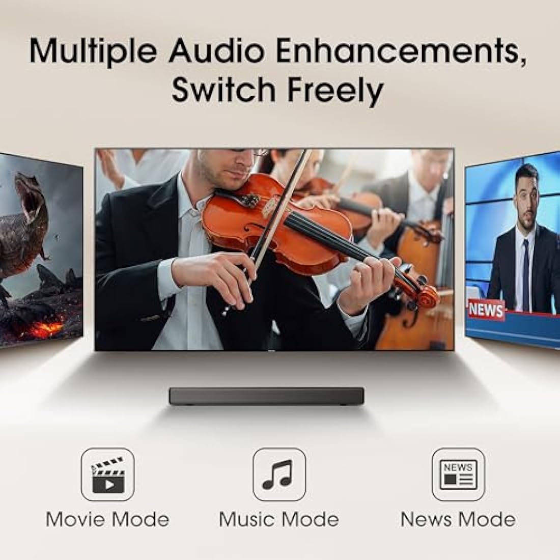 Hisense HS214 Soundbar All-in-one, Wireless Bluetooth, Powerful Bass Built-in, Compact Design, AUX, HDMI, USB, TV, PC Speaker