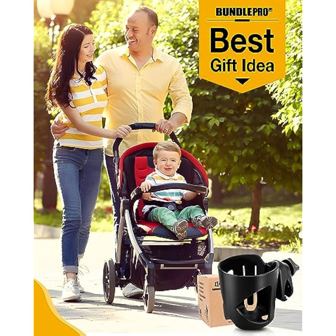Stroller Cup Holder, Universal Drink Holder for Bikes, Trolleys or Walkers, Fits Most Cups