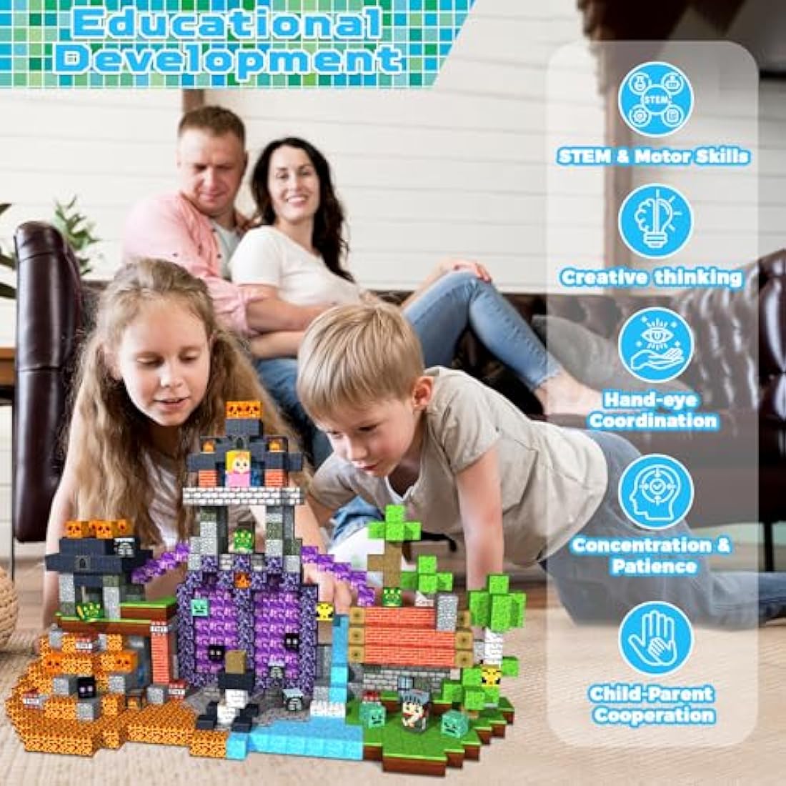 GraceDuck Magnetic Blocks - 150 PCS Build Dark Hell Forest Castle - Magnetic Toys for Montessori Toddler Christmas Birthday Gifts - STEM Sensory Toys for 3 4 5 6 7 8 9 10 Year Old