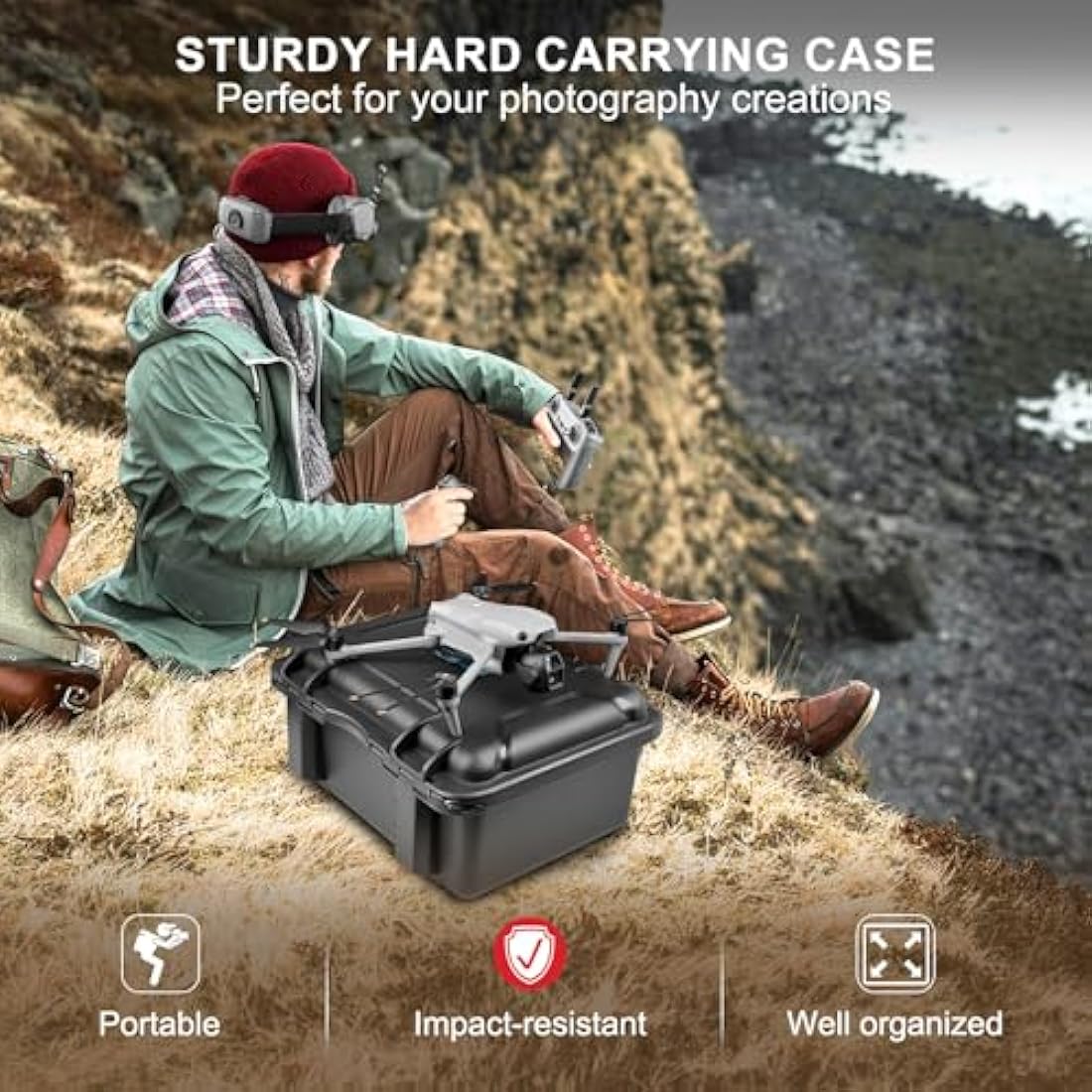 LEKUFEE Waterproof Hard Case Compatible with DJI Air 3S/DJI Air 3/DJI RC2/DJI RC N3/RC N2/DJI Goggles 3/ Goggles 2/Goggles Integra/DJI RC Motion 3/RC Motion 2 and Accessories(Case Only)