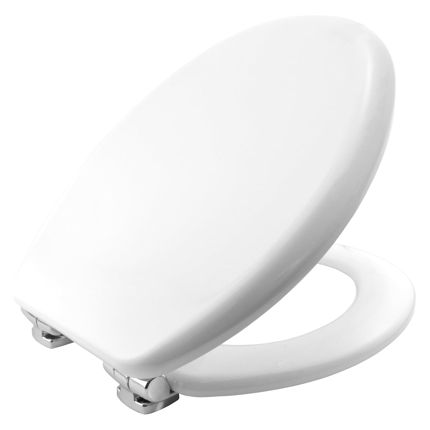 Bemis Vegas Ultra-Fix White Toilet Seat. Soft Close Toilet Seat, Moulded Wood Material with Chrome Plated Hinges. Universal, Easy to Clean & Quick