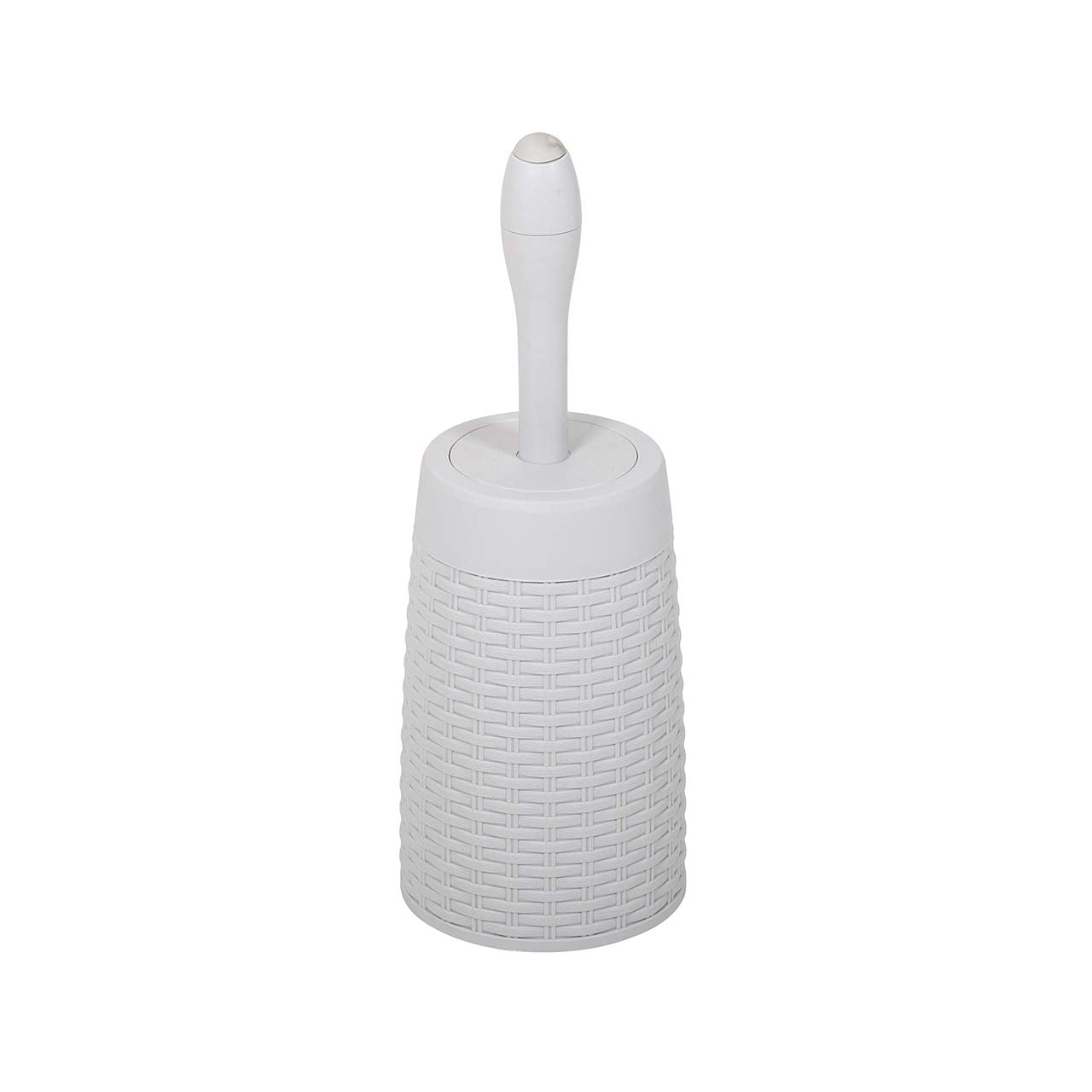 Addis 518368 Faux Rattan Round Toilet Brush Set with Internal Detergent Injection System, Light Minerial Grey ,Toilet Set