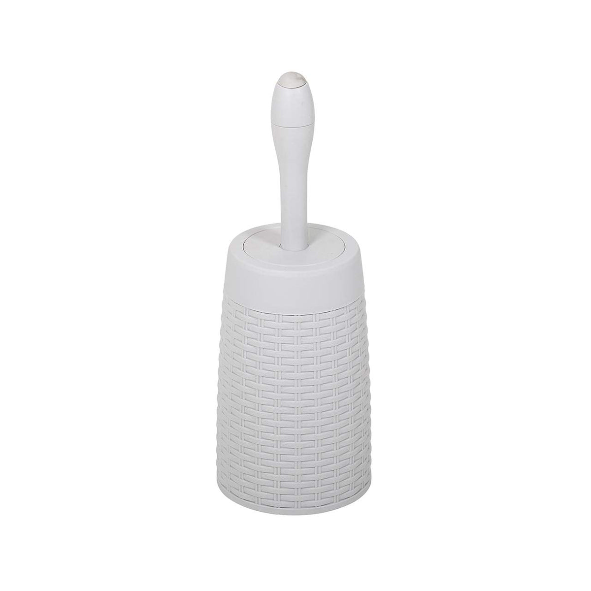 Addis 518368 Faux Rattan Round Toilet Brush Set with Internal Detergent Injection System, Light Minerial Grey ,Toilet Set