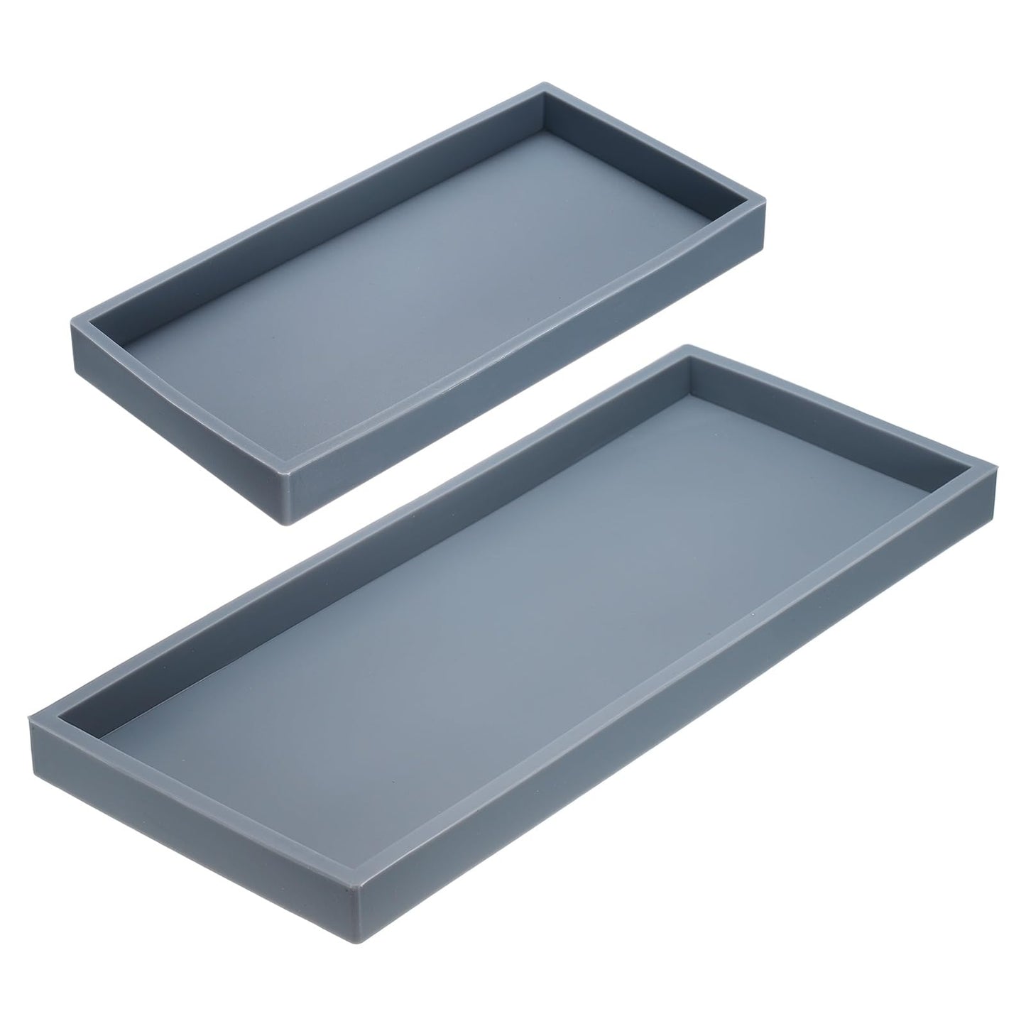 sourcing map 2Pcs Bathroom Vanity Tray, 7.9" & 11.8" Silicone Soap Dispenser Trays, Shatterproof Kitchen Sink Organizer for Soaps Keys Candle Trinket,
