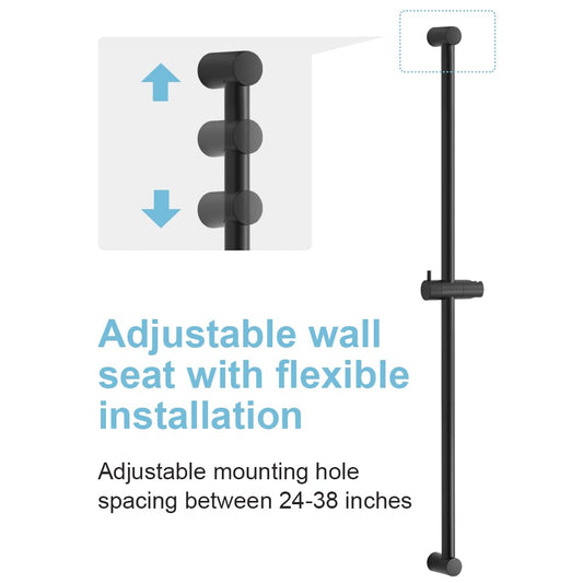 OFFO Shower Riser Rail, 100cm Wall Mounted Shower Rail Adjustable Distance 60 to 98cm with Handheld Shower Head Holder Replacement for Shower, Matte