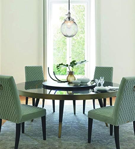 Yosoan Vintage Edison Switch Pendant Light Fiting with Ribbed Globe Glass Shade, Industrial Pendant Light Fitting Chandelier for Kitchen Dining Room Bedroom Restaurant (Brushed)