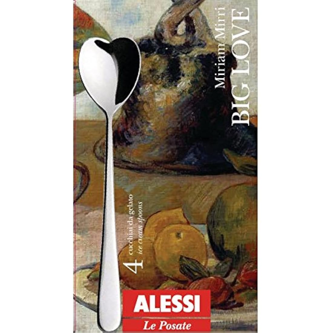 Alessi A di AMMI01CUS4 Set Composed of Four Ice Cream Spoons in 18/10 Stainless Steel, Silver, 17 x 19 x 10 cm