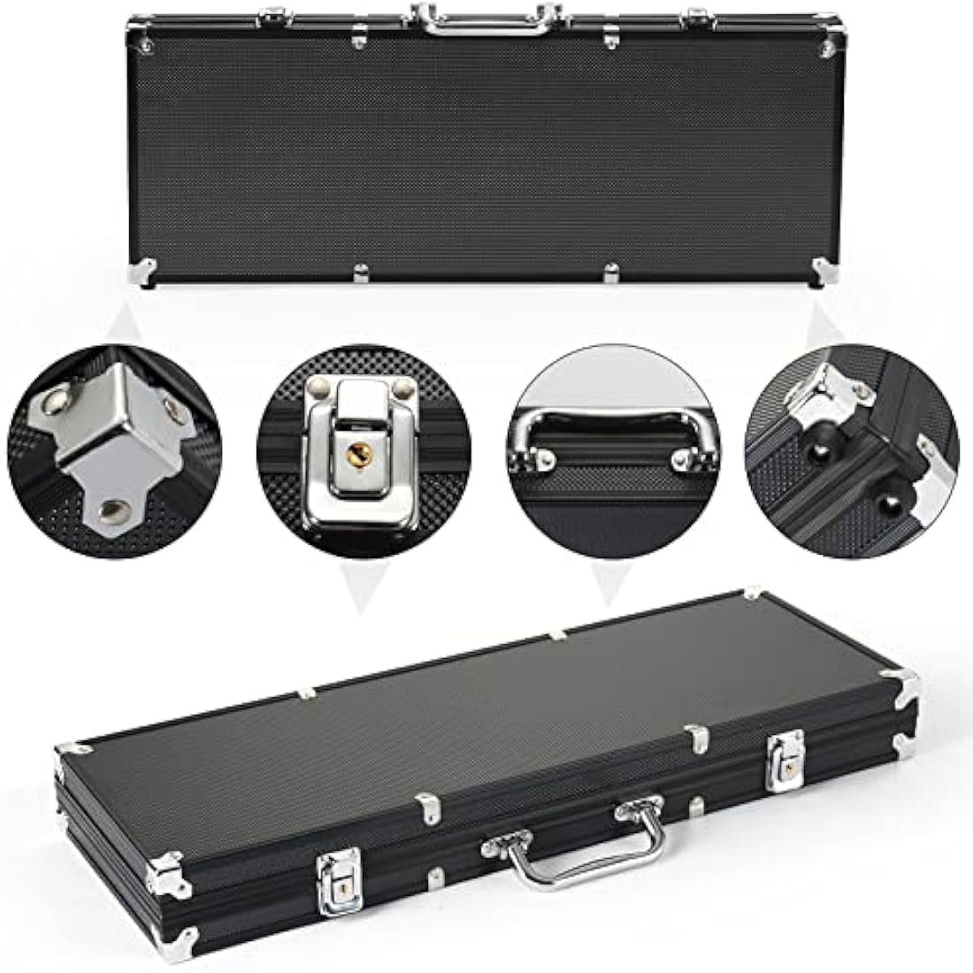 display4top Texas Holdem Poker Chips Set with Aluminum Case,2 Decks of Cards, Dealer, Small Blind, Big Blind Buttons and 5 Dice (500 Piece Chips)