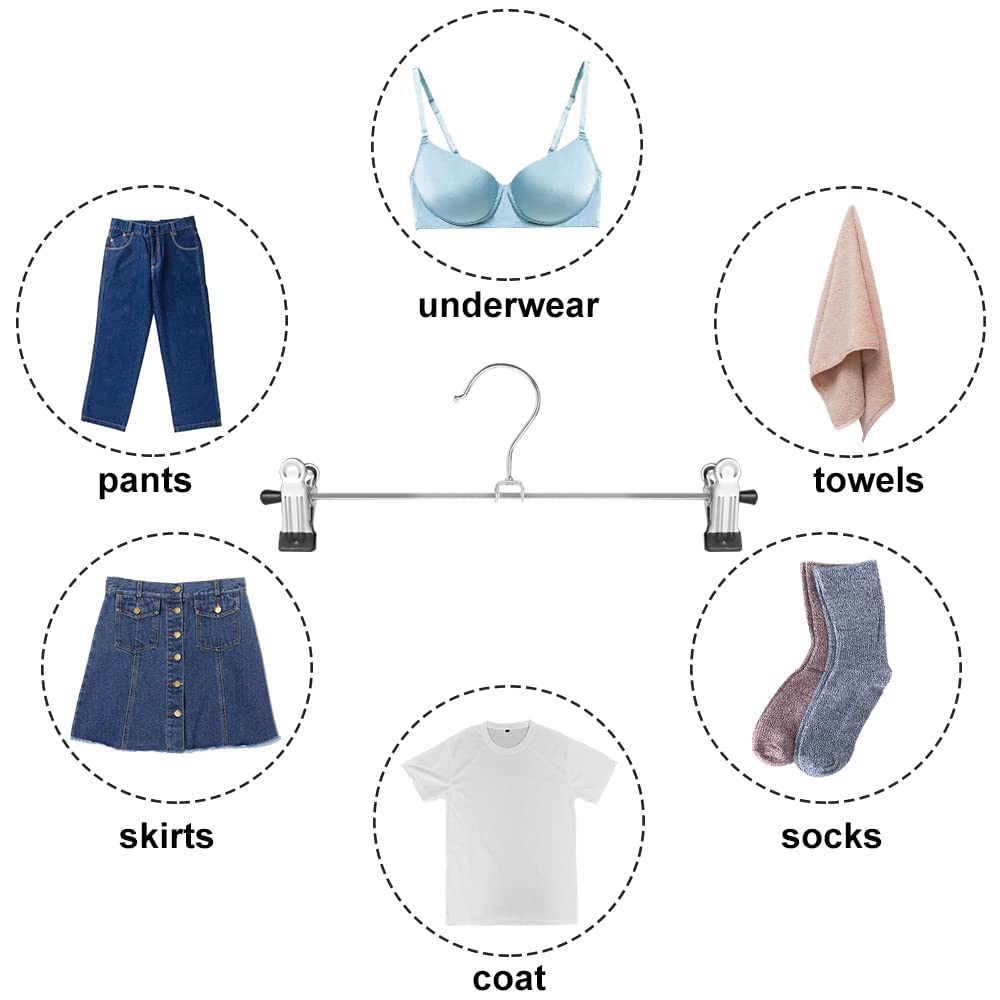 NORTHERN BROTHERS Pants-Hangers-50PCS-Skirt-Hangers-Pant-Hangers-with Clips Slack Hangers Pants Trouser Hangers Clothes Hangers for Pants