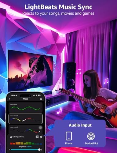 Lepro S1 AI Smart Rainbow LED Strip Light 10M, 30 LEDs/M, Music Sync, Works with Alexa & Google Home, WiFi Bluetooth App Voice Control, AI Lighting Design Assistant, MagicColor LED Lights for Bedroom