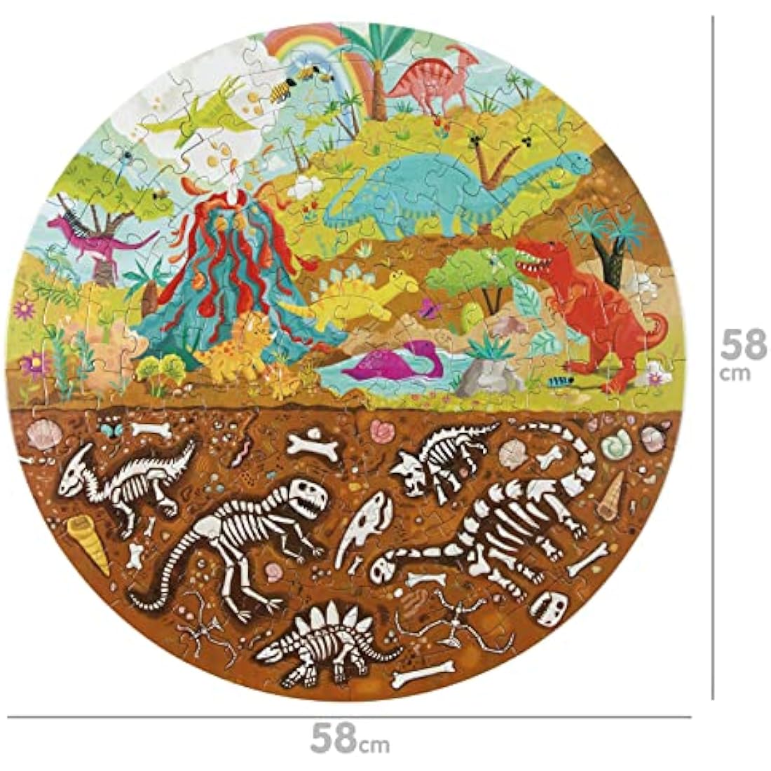 Boppi puzzles for 5+ year olds / 150 Piece Round Circle Jigsaw Puzzles for Kids Aged 5-8 Made with 100% Recycled Card β Dinosaur