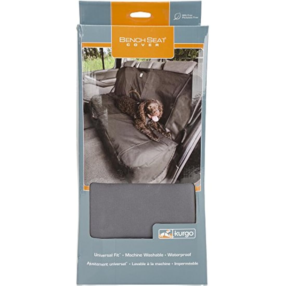 Kurgo Wander Bench Seat Cover, Dog Car Seat Protector, Waterproof & Stain-Resistant, Secure Fit, Charcoal Grey