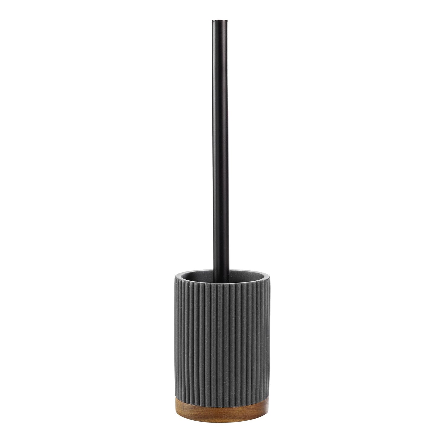 douceur d'int?rieur, Niagara Toilet Brush (Diameter 9.2 x 38.5 cm) Anthracite, Polyresin and Acacia