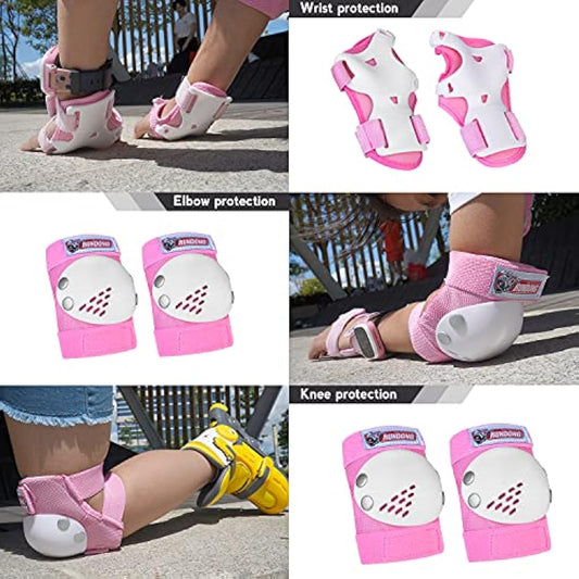 Youth/Kids Knee Pads Elbow Pad Wrist Guards Protective Gear Set for 3-15 Years Child Roller Skates Skateboard Inline Rollerblading Cycling BMX Bike Skating Scooter Riding and Other Outdoor Sports