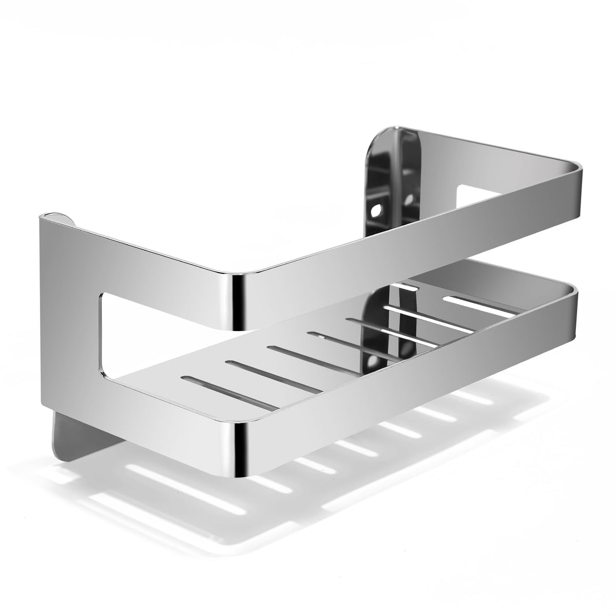 QL Shower Shelf,Stainless Steel Bathroom Rack,Bathroom and Kitchen Wall Organiser,Shampoo Holder 20CM,Chrome