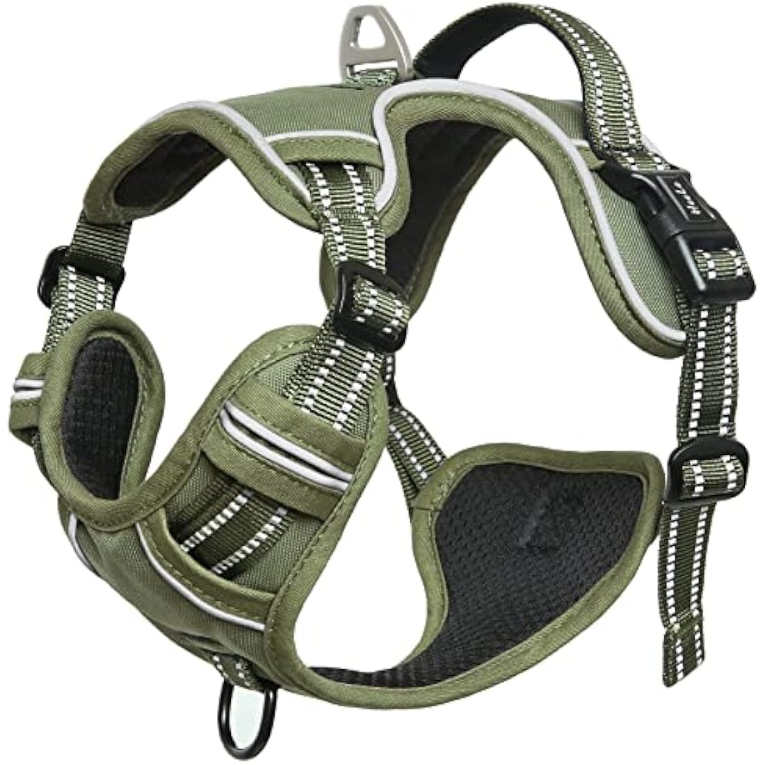HEELE Dog Harness for Small Medium Large Dogs No Pull Adjustable Padded Reflective Harness with Handle for Walking Training, Green, XS