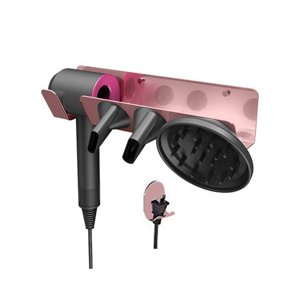 Hosoncovy Hairdryer Wall Mount Holder Stand Blow Dryer Rack Hook Organizer for Dyson Supersonic Hair Dryer (Rose Gold)