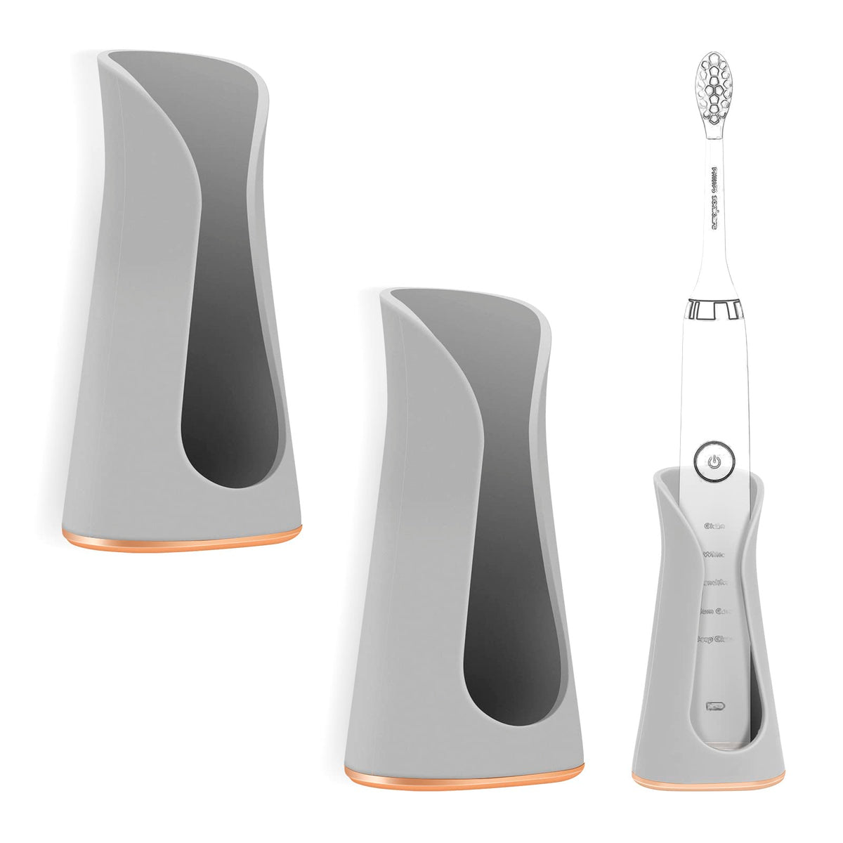 Linkidea 2 Pack Wall Mounted Electric Toothbrush Holder Storage, Bathroom Electric Toothbrush Holder, Traceless Toothbrush Storage Stand (Gray)