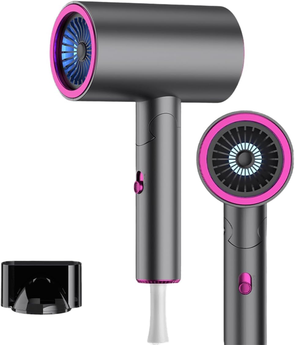 Foldable Travel Hair Dryer, Professional Hairdryer Low Noise Lightweight Blow Dryer for Curly Hair Concentrator with 2 Speed, Heat and Cool Setting