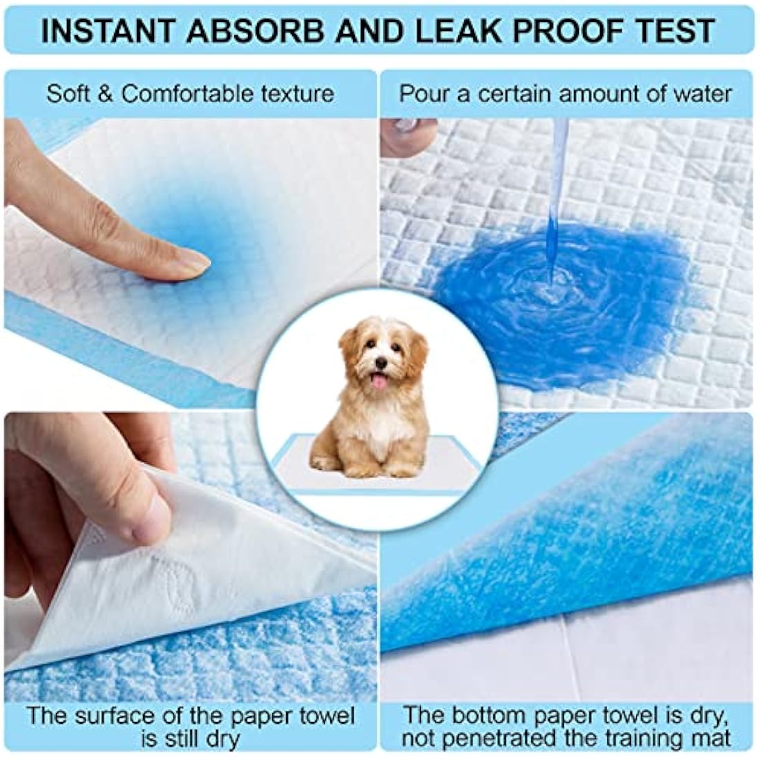 RCruning-EU 50 PACK Puppy Training Pads for Dog Pet Pee Absorbent Toilet Pee Wee Mat Anti Slip Leakproof (60 * 45CM)