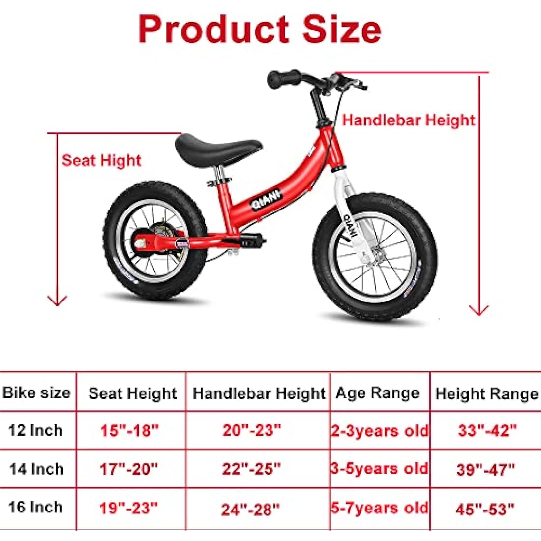 Qiani Balance Bike 2 in 1 for Toddlers,Kids 2 3 4 5 6 7 Years Old,Balance to Pedals Bike,12 14 16 inch Kids Bike,with Pedal kit,Stabilisers,Brakes
