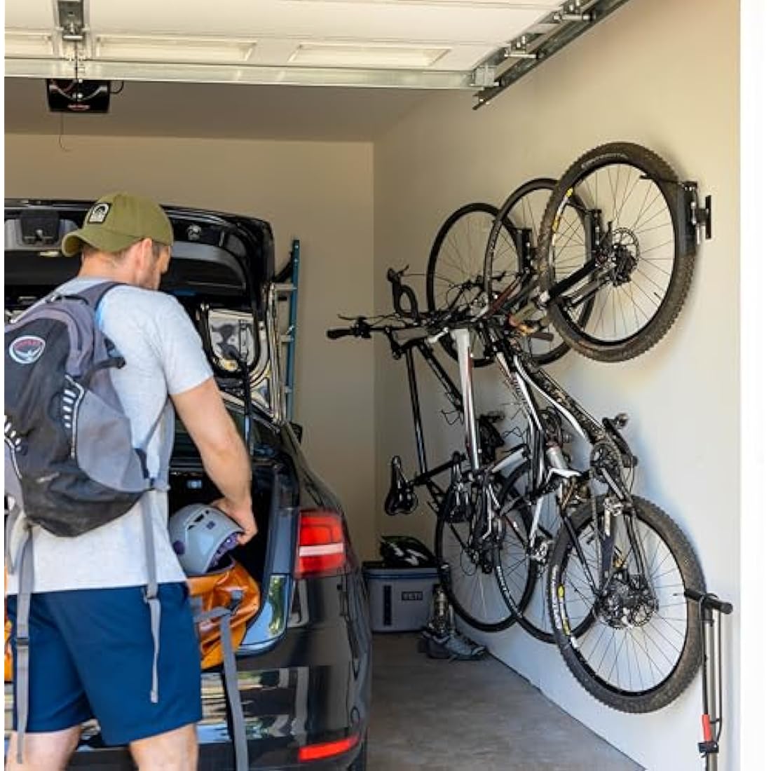 StoreYourBoard 4-Bike Swivel Rack – Wall Mounted Garage Bike Storage, Vertical Hanger with 120° Swing Design & Stopper, Space-Saving Indoor Wall Mount – Fits Kids Bikes, BMX & More – Black