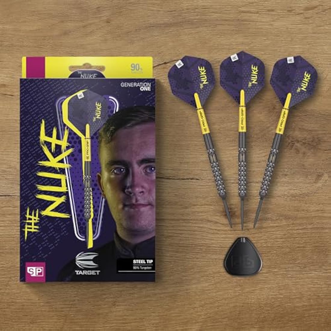 TARGET Darts Luke Littler G1 Steel Tip Swiss Point Darts, 90% Tungsten Dart, 22G/23G/24G | Generation 1 Steel Tip Dart, Player Edition Swiss Points Dart Sets with Tool, Pro Grip Shafts & No.2 Flights