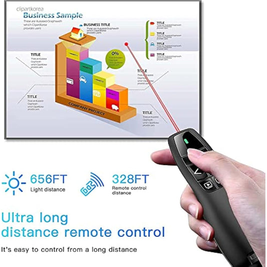 Qui Presentation Clicker Pointer, 328FT Wireless Presenter Remote PPT PowerPoint Clicker, 2.4GHz Presentation Pointer Slide Advancer for Mac, Laptop,