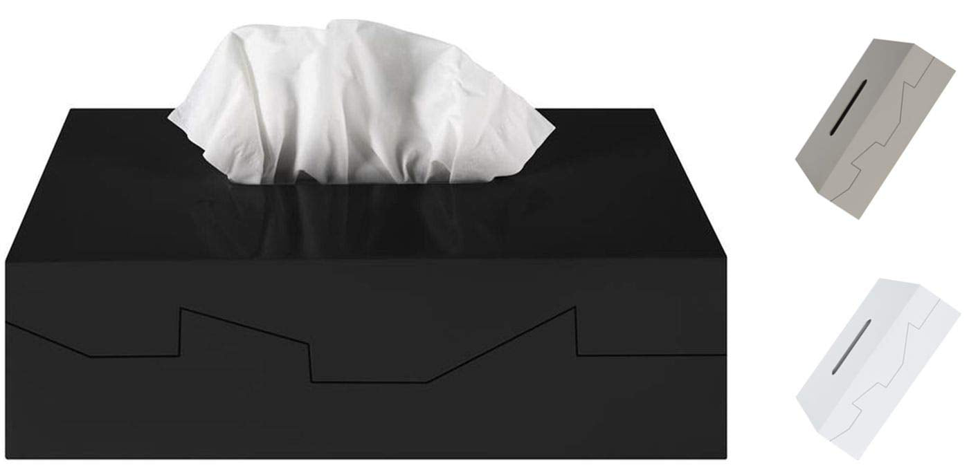 Spirella Silhouette Collection Tissue Box 24.8 x 12.8 x 8 cm, ABS, Black, 24.8 x 12.8X8 cm