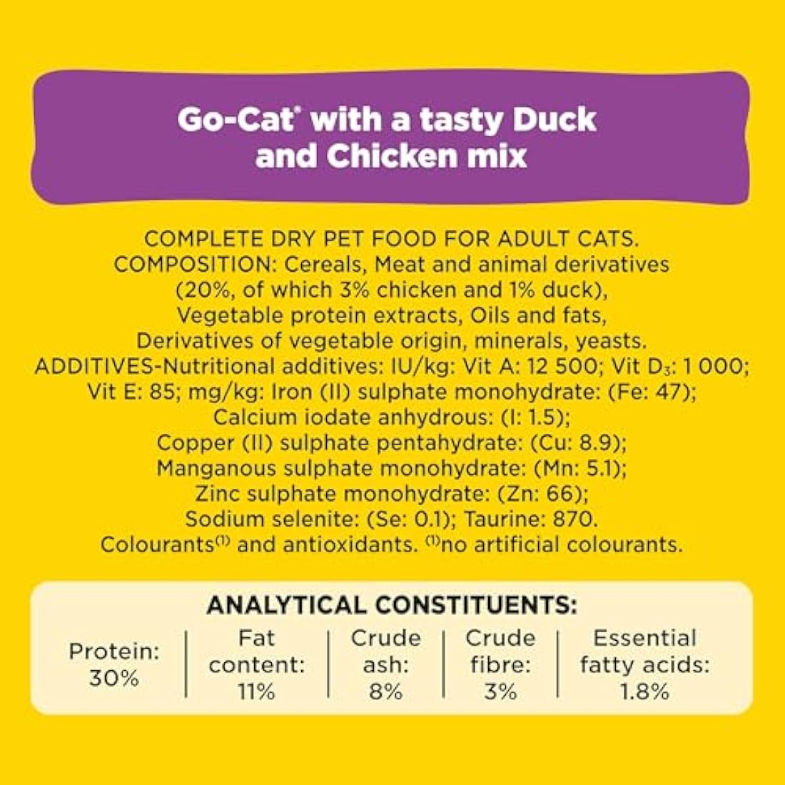 GO-CAT Adult Chicken and Duck Dry Cat Food 10kg