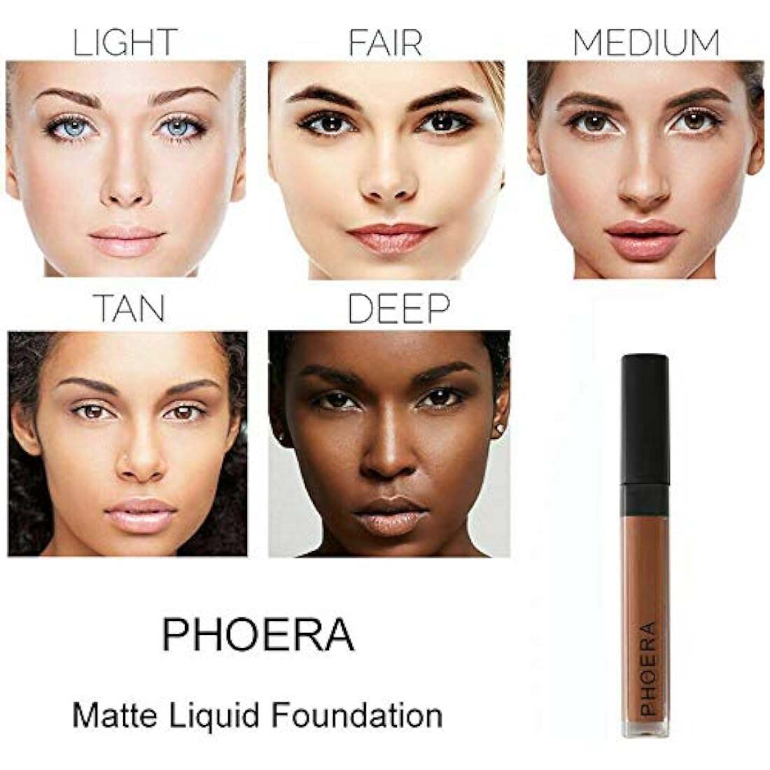Phoera Full‑Coverage Matte Liquid Concealer – Waterproof, Oil‑Free Camouflage for Dark Circles, Acne Scars & Under‑Eye (105 - Biscuit)