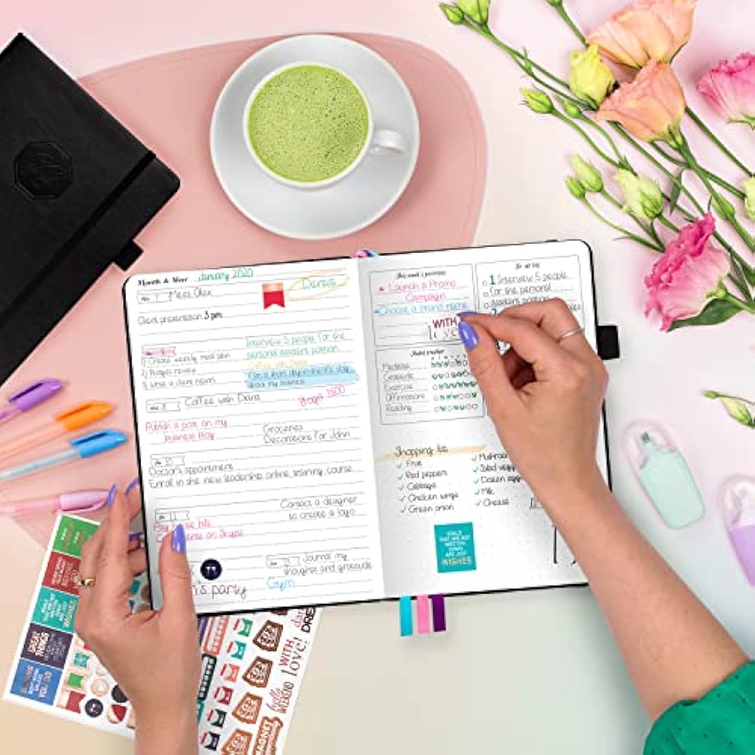 GoGirl Planner and Organizer for Women – Compact Size Weekly Planner, Goals Journal & Agenda to Improve Time Management, Productivity & Live Happier. Undated – Start Anytime, Lasts 1 Year – Black