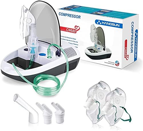 Hangsun Nebuliser Machine for Adults and Kids Compressor Nebulizer Compact Inhaler CN680 with Portable Design and Built-in Storage Box for Home Use