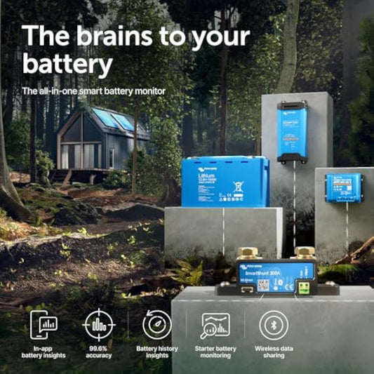 Victron Energy SmartShunt Battery Monitor (Bluetooth) - Victron Smart Shunt - 6.5V-70V, 300 amp