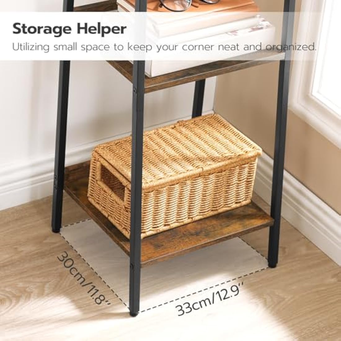 HOOBRO Ladder Shelf, Tall Narrow Bookcase, 5-Tier Book Shelf with Metal Frame, Tall Storage Shelf, Industrial Storage Unit for Home Office, Living Room, Bedroom, Rustic Brown and Black EBF35SJ01