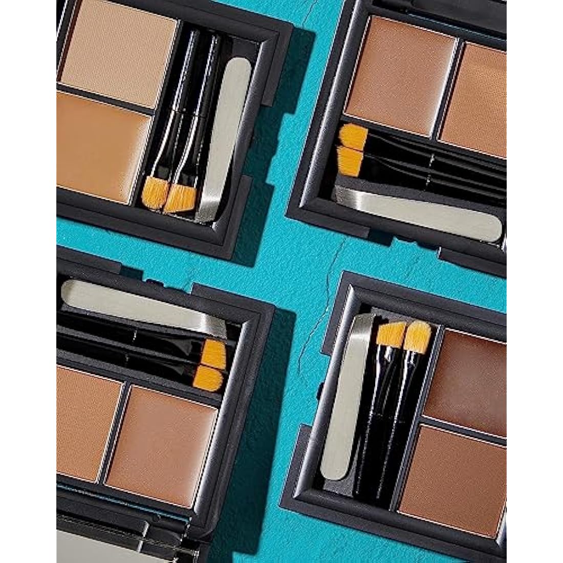 Sleek MakeUP Brow Kit, Brow Wax and Powder Kit with Tweezers and 2 Brushes, Define and Sculpt Brow with a Travel Size Kit, Medium