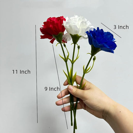 11 Inch Bouquets 10 Stem Carnations,Outdoor UV Resistant No Fade Artificial Flower,Mini Carnation Silk Petals Fake Flowers Forever Plants for Photo Props Home Party and Wedding Decor (Dark Blue)